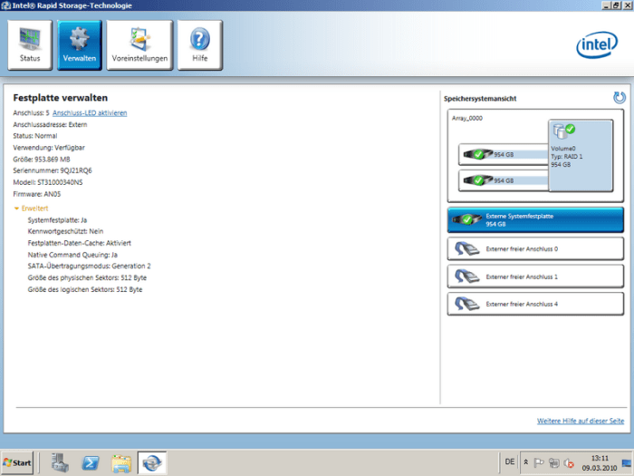 Intel intel rapid storage technology